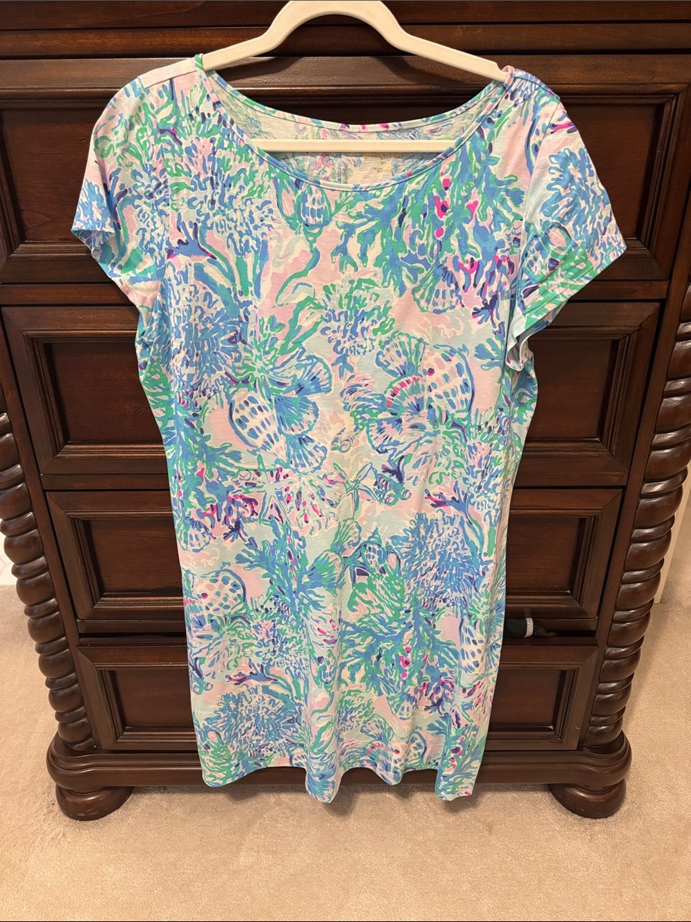 Lilly Pulitzer Pastel Floral Scoop-Neck Tee Dress in Blue, Green & Pink